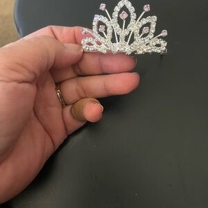 Sparkling Silver Tiara with Pink Accents